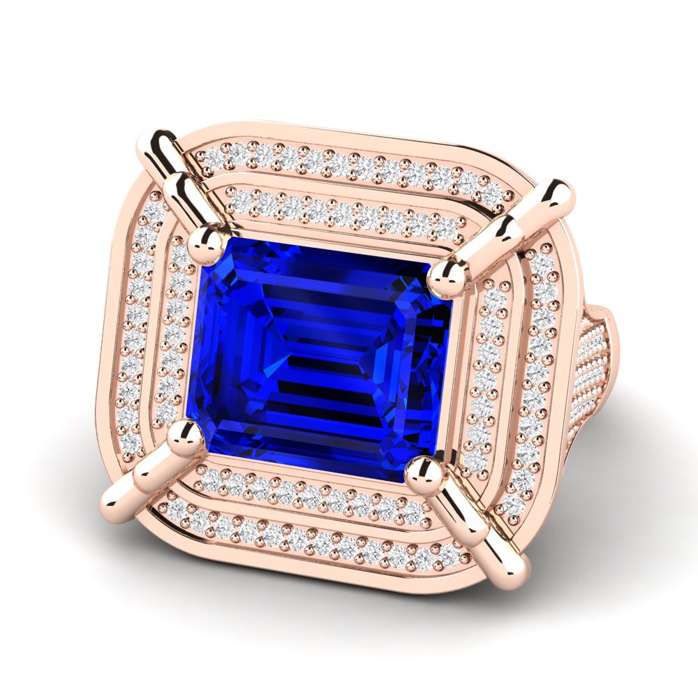 9k Rose Gold Sapphire (Lab Created) Men's Ring Haldis