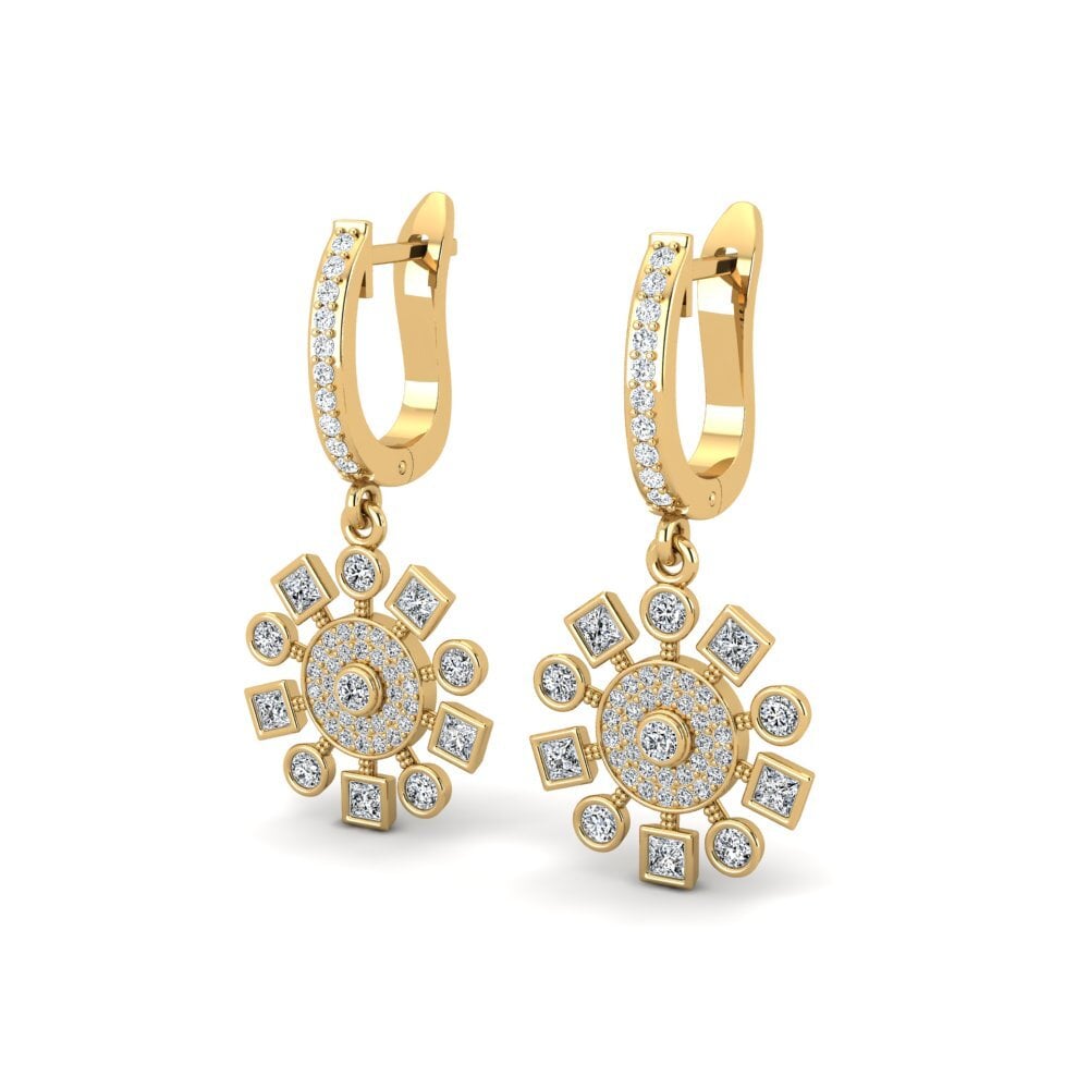 14k Oro Amarillo Mezclado Pendiente de mujer Halte