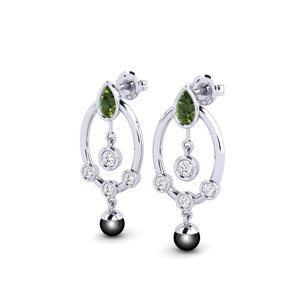 14ct White Gold Green Sapphire Women's Earring Hamin