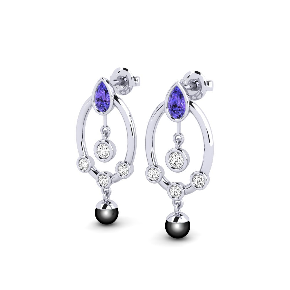 Plata 925 Tanzanita Pendiente de mujer Hamin