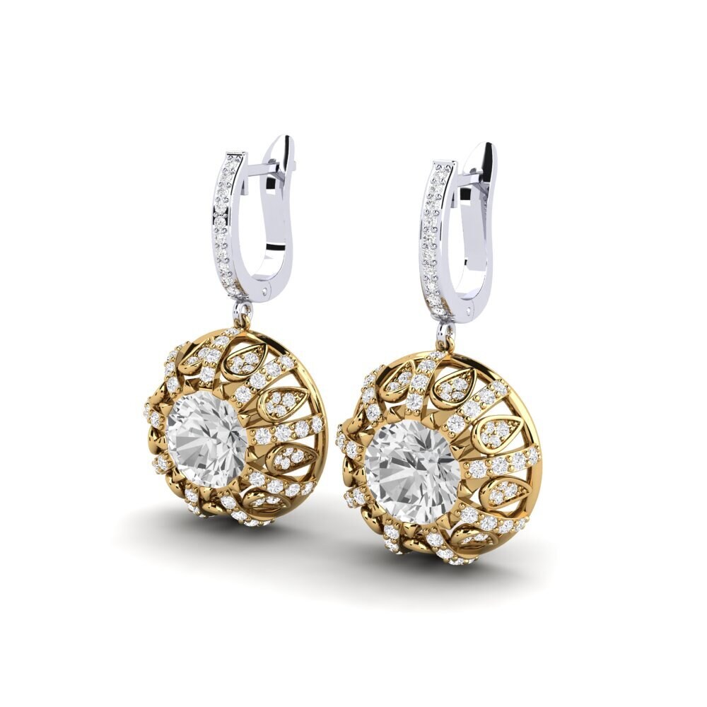 Đá Sapphire Trắng Bông tai nữ Hamrick