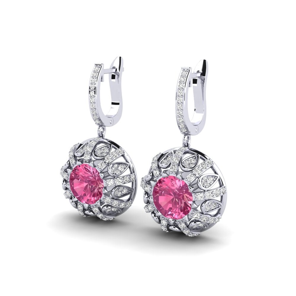 Platino 950 Turmalina rosa Pendiente de mujer Hamrick