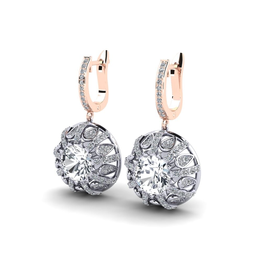 9k Oro Blanco & Rosa Circón Blanco Pendiente de mujer Hamrick