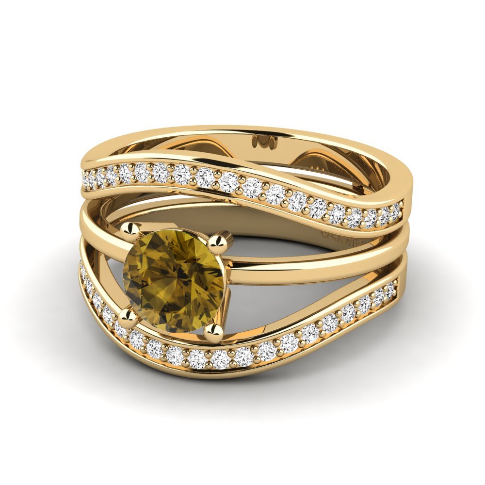 Circón Marrón Anillo Hanlu SET