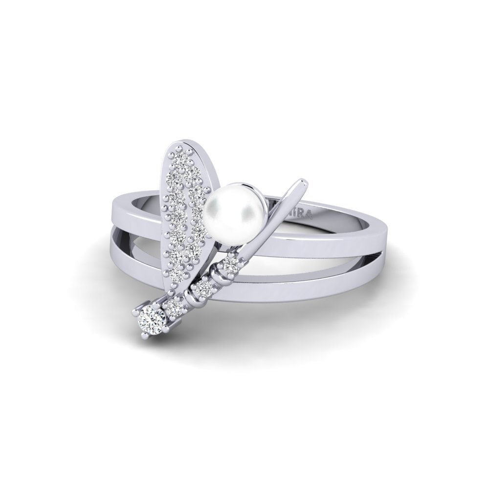 9k Oro Blanco Circonita Anillo Hanodas
