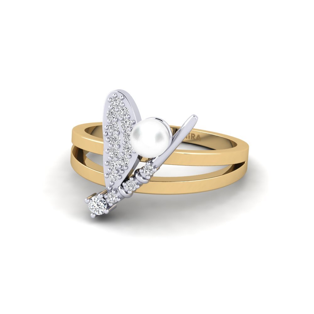 9k Oro Amarillo & Blanco Circonita Anillo Hanodas