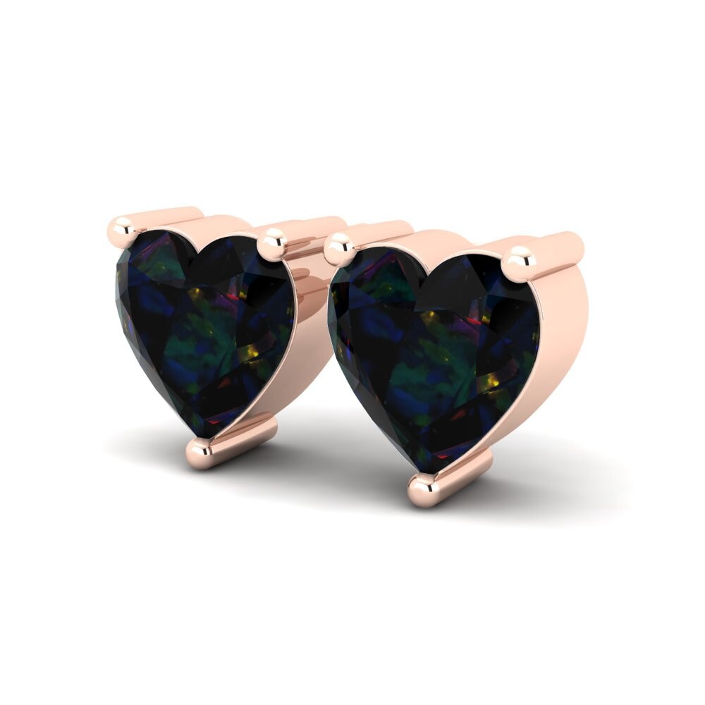 18ct Rose Gold Black Opal Women's Earring Hanvitha