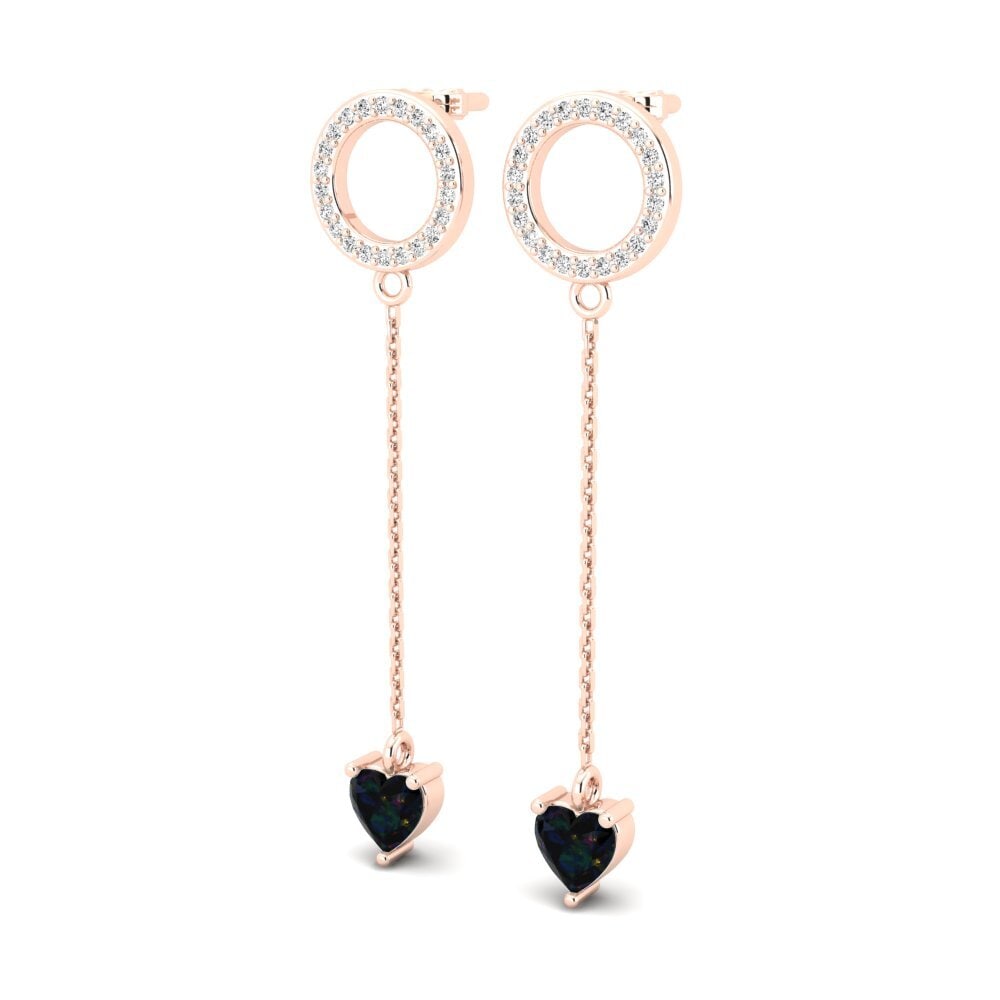 18ct Rose Gold Black Opal Women's Earring Hanzila