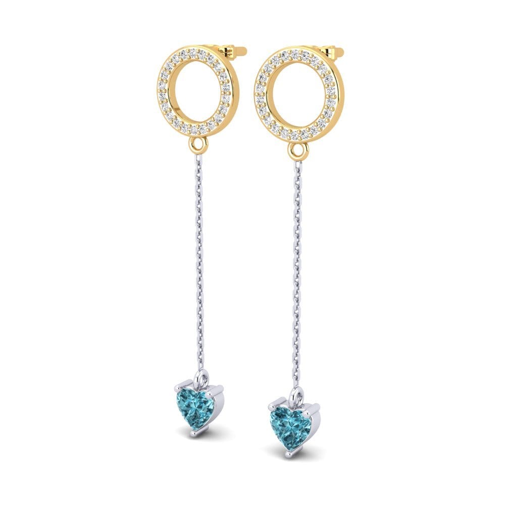 18ct Yellow & White Gold Blue Zircon Women's Earring Hanzila