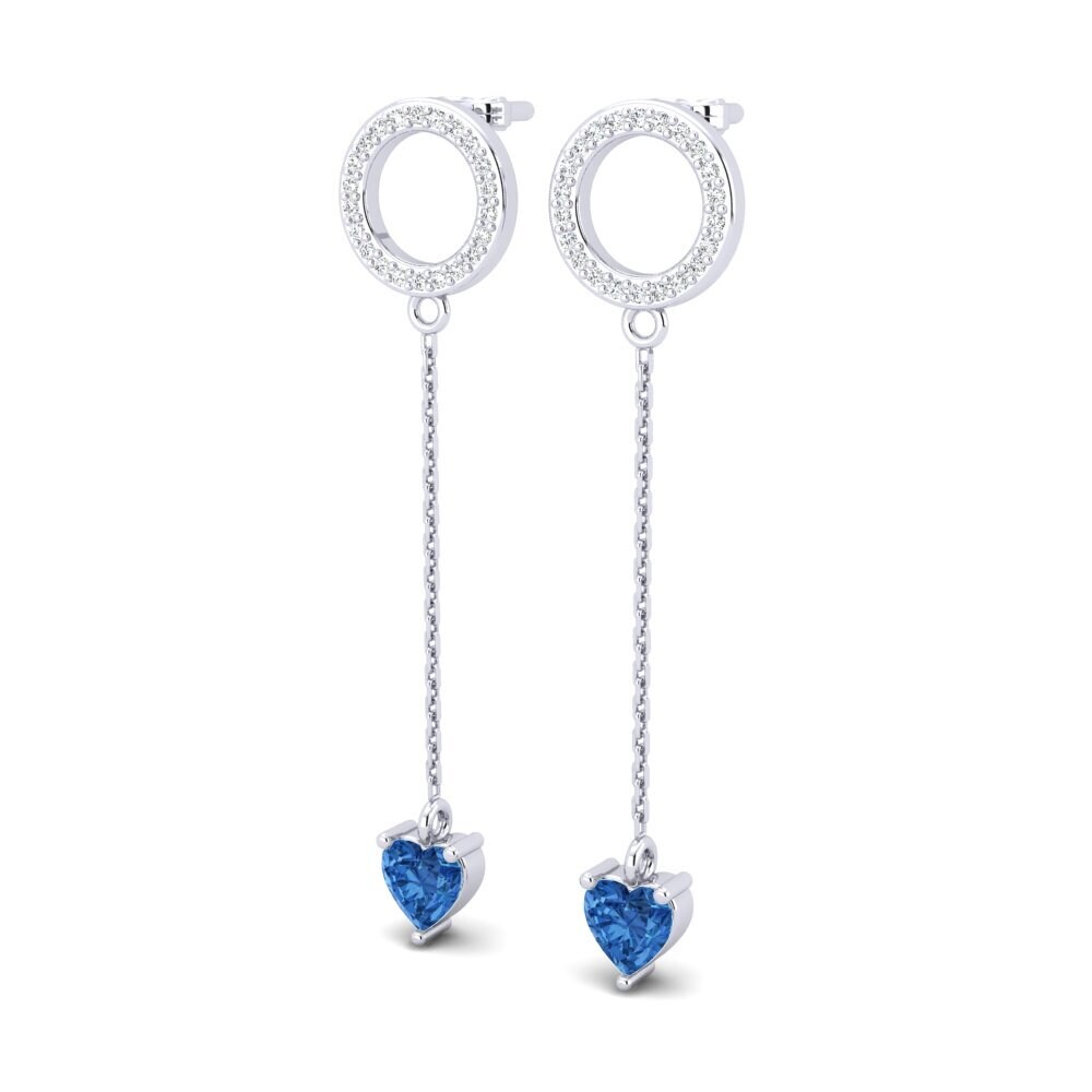 Corazón Circonita Azul Oscuro Pendiente de mujer Hanzila