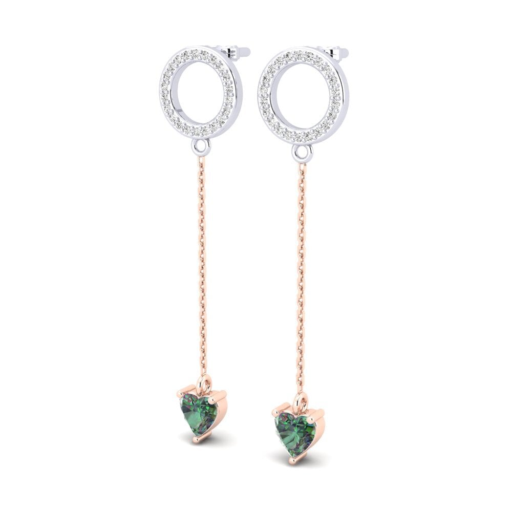 14k Oro Blanco & Rosa Topacio Místico Pendiente de mujer Hanzila