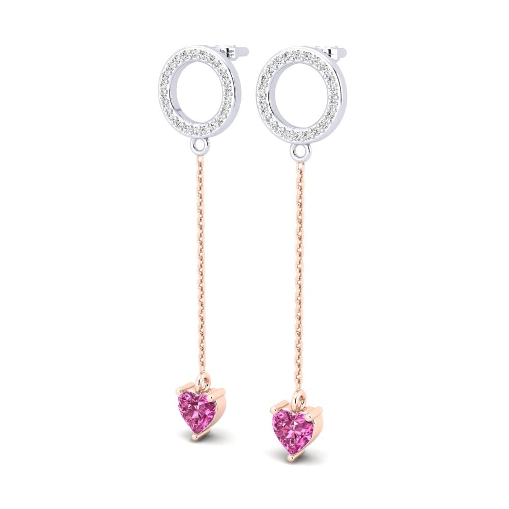 14k Oro Blanco & Rosa Topacio Rosa Pendiente de mujer Hanzila