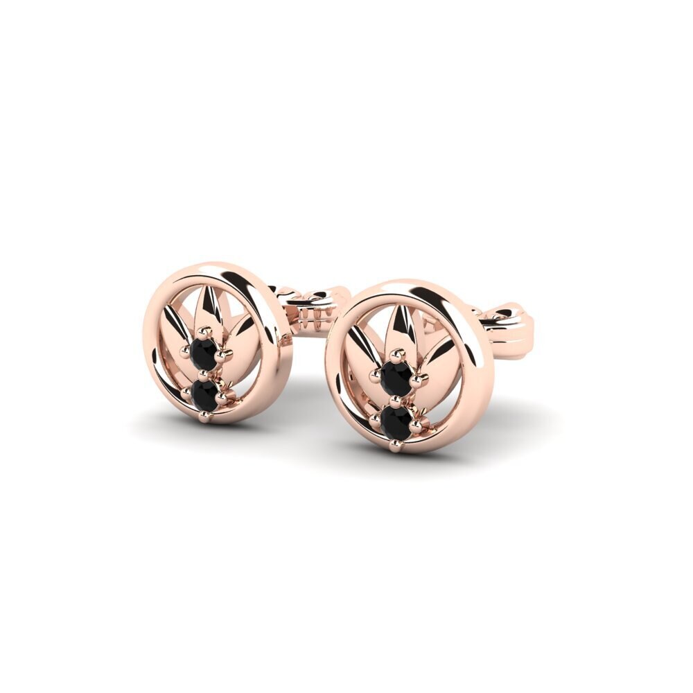 14ct Rose Gold Black Sapphire Women's Earring Hargosie