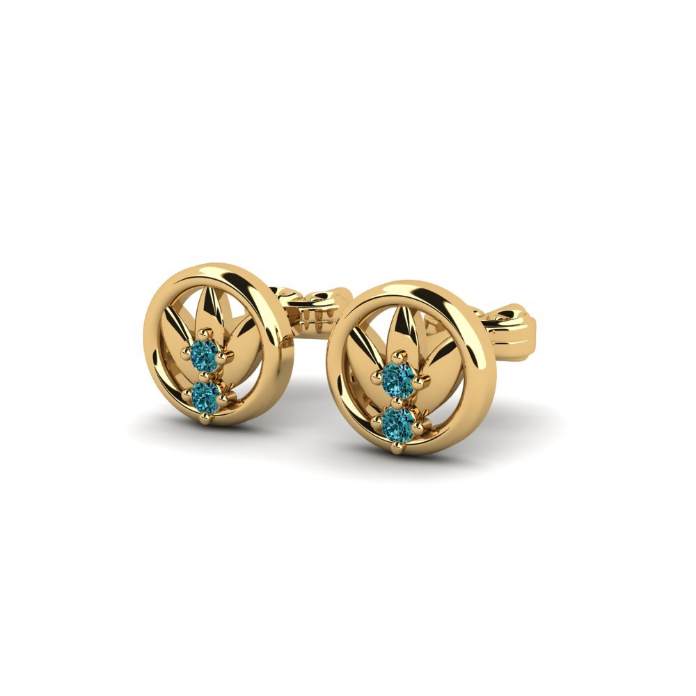9ct Yellow Gold Blue Diamond Women's Earring Hargosie