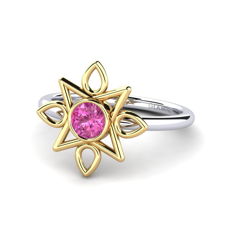 14k Oro Blanco & Amarillo Topacio Rosa Anillo de compromiso Harken