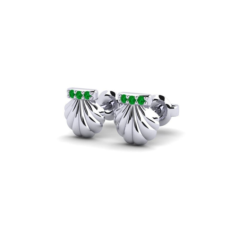 Plata 925 Esmeralda Pendiente de mujer Harsashi