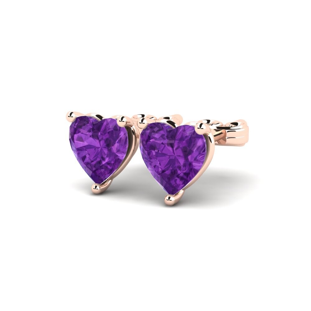 18ct Rose Gold Amethyst Women's Earring Hartwick