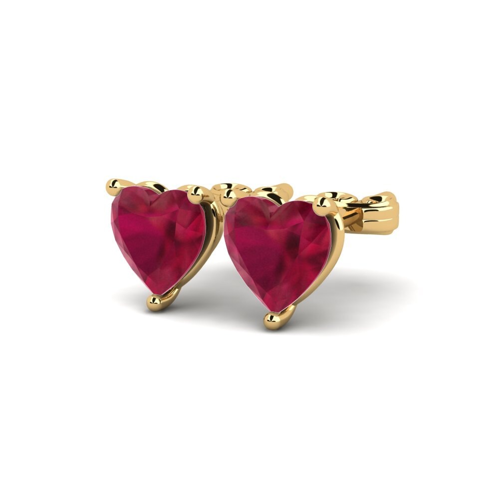 9ct Yellow Gold Ruby Women's Earring Hartwick