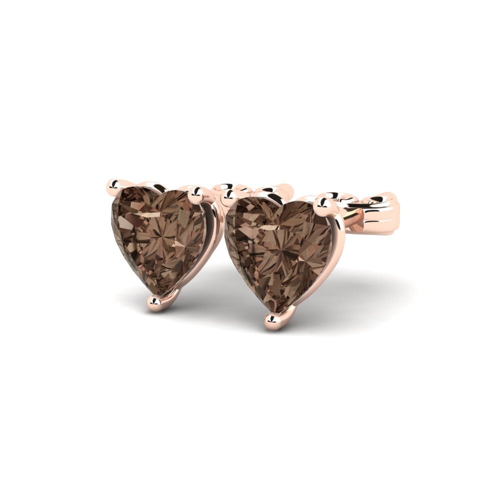 14k Oro Rosa Cuarzo humo Pendiente de mujer Hartwick