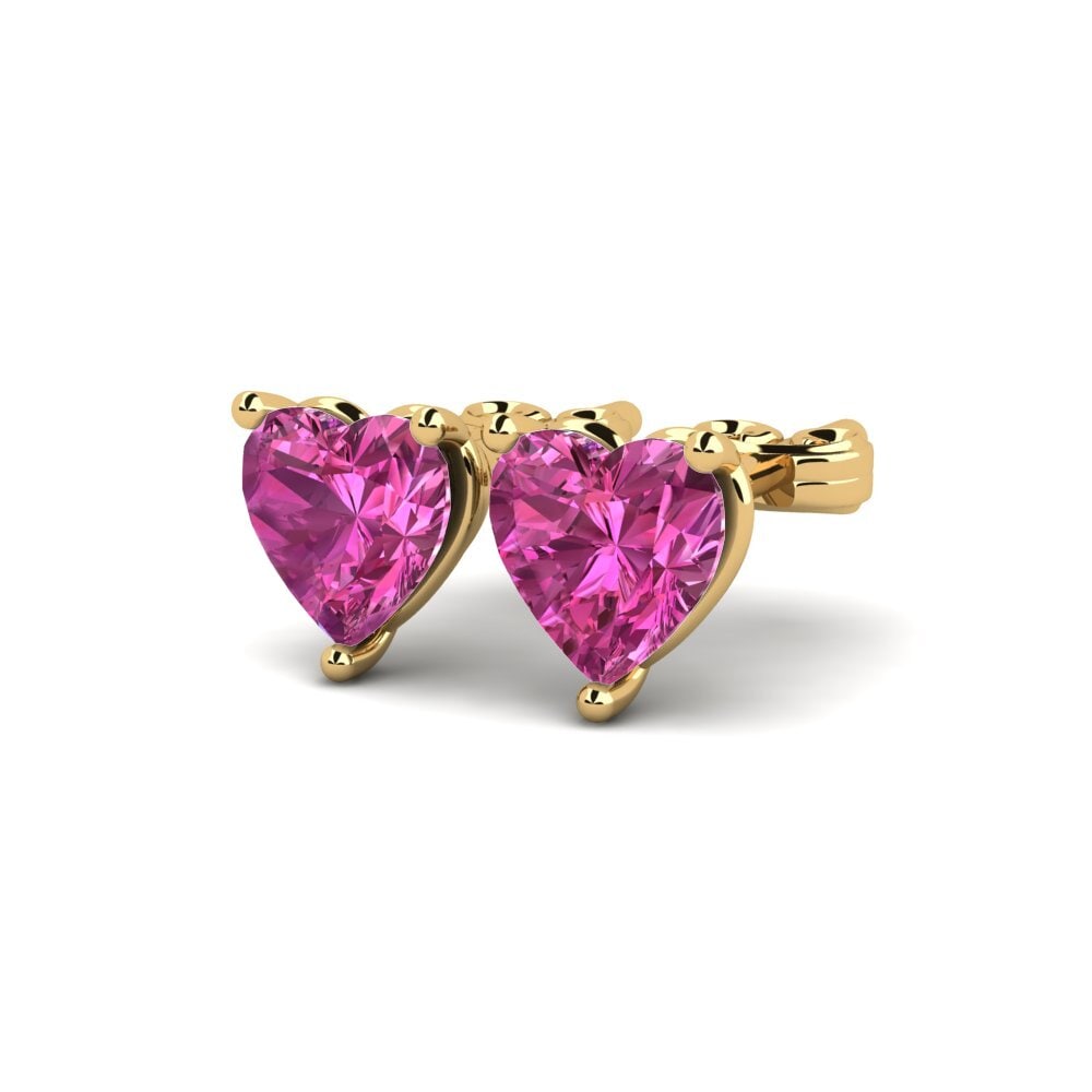 Ouro Amarelo 14K Topázio Rosa Brincos Feminino Hartwick