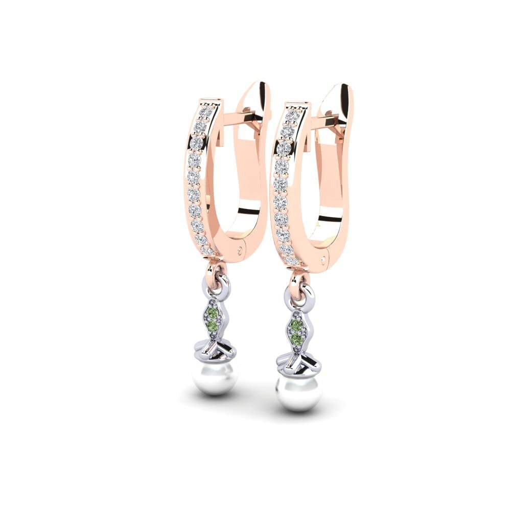 9k Oro Rosa & Blanco Diamante Verde Pendiente de mujer Haspen