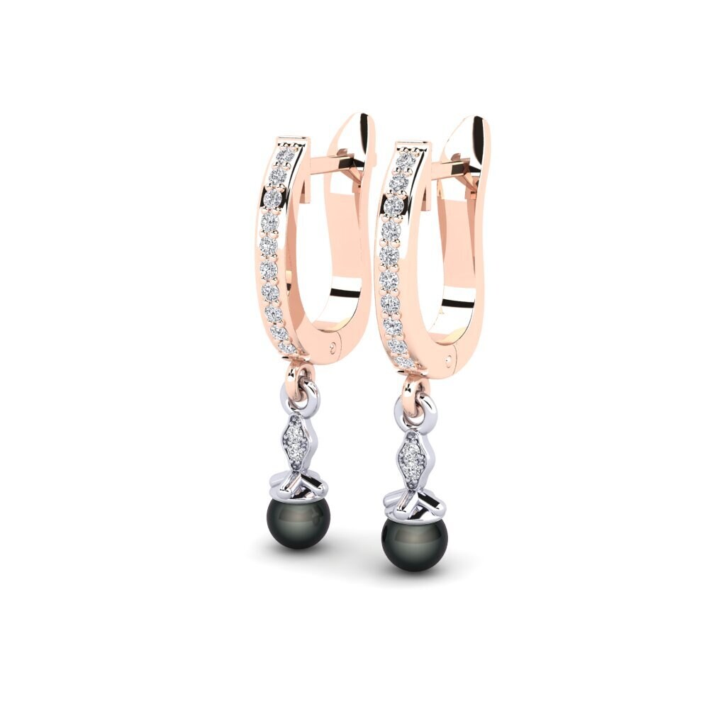 14ct Rose / White Gold Women's Earring Haspen