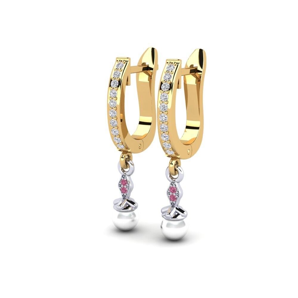 9ct Yellow & White Gold Rhodolite Garnet Women's Earring Haspen
