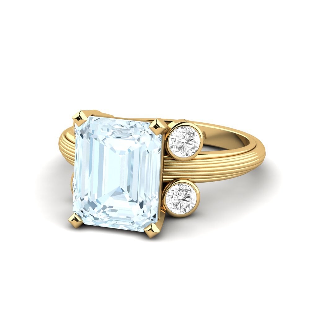 14k Oro Amarillo Anillo de compromiso Hauer