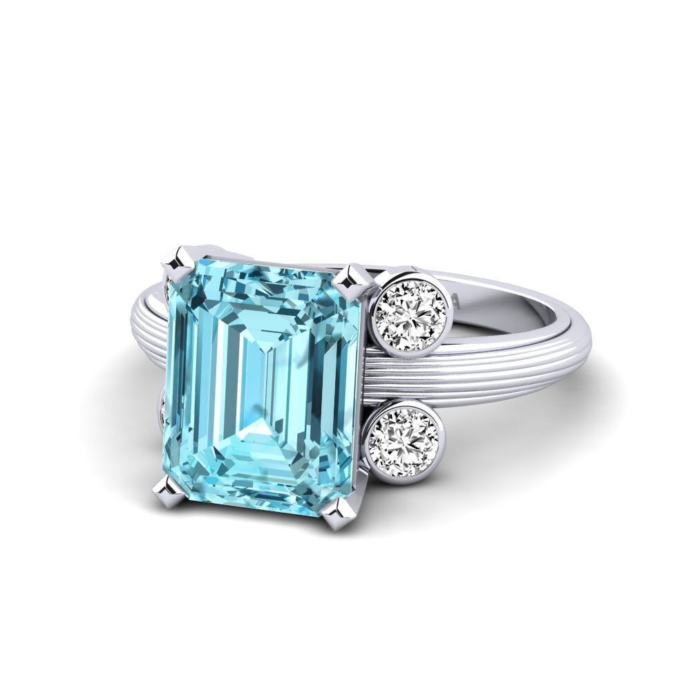 Blue Zircon Engagement Ring Hauer