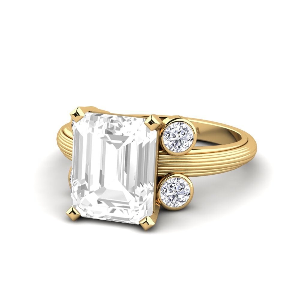 9k Oro Amarillo Topacio blanco Anillo de compromiso Hauer