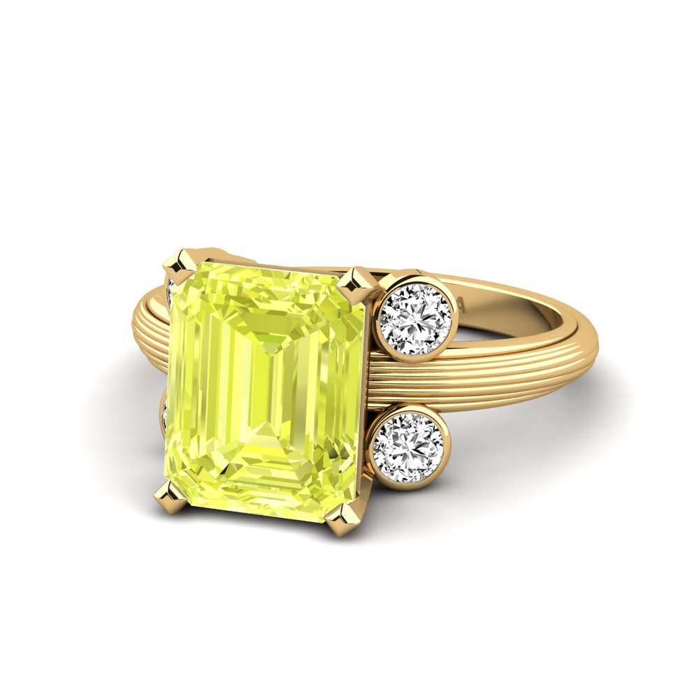 14k Oro Amarillo Cuarzo Limón Anillo de compromiso Hauer