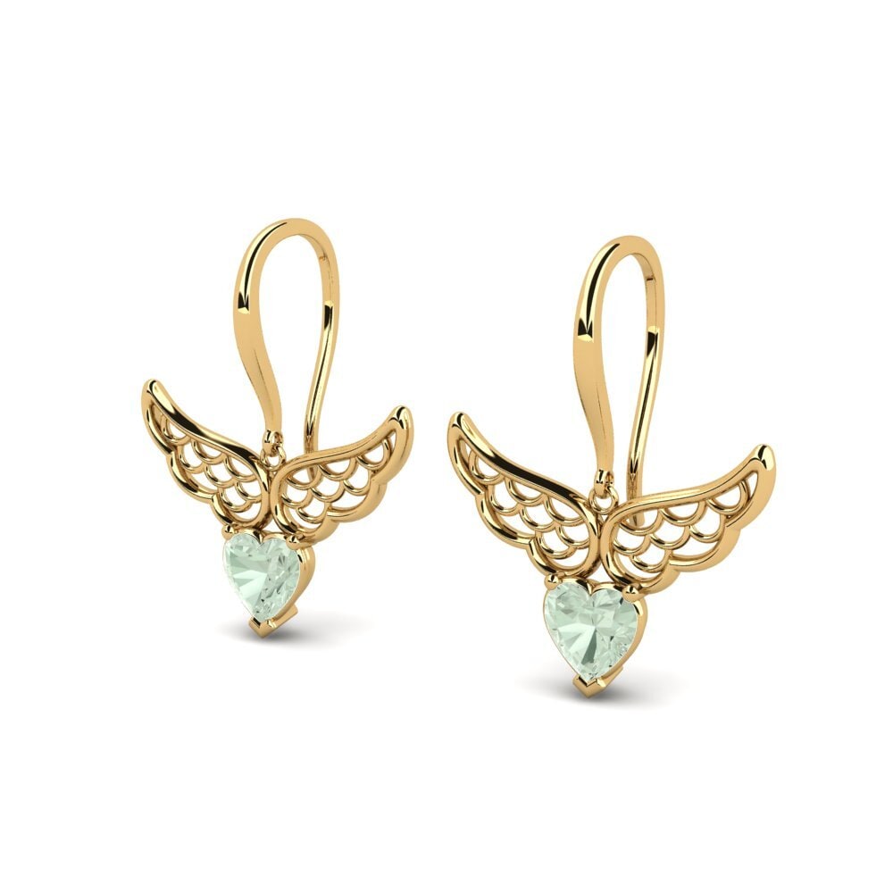 14ct Yellow Gold Green Amethyst Women's Earring Haverel
