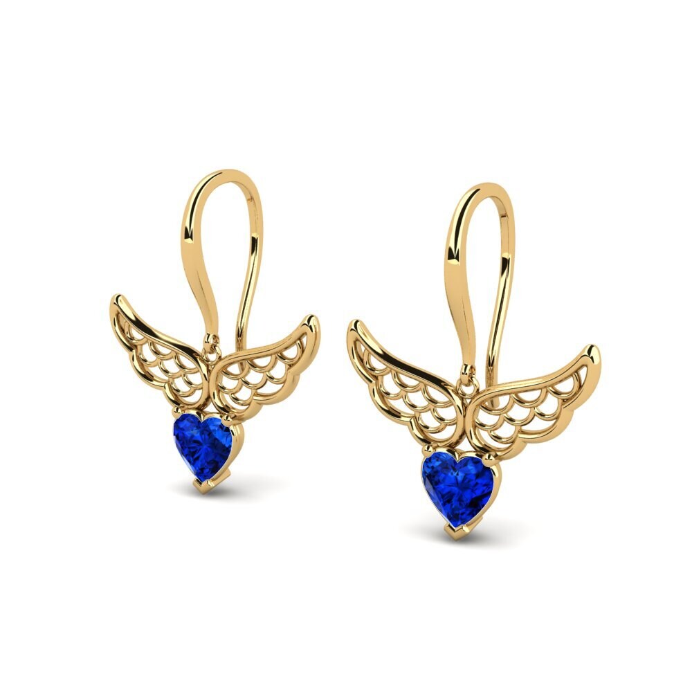 14ct Yellow Gold Sapphire (Lab Created) Women's Earring Haverel