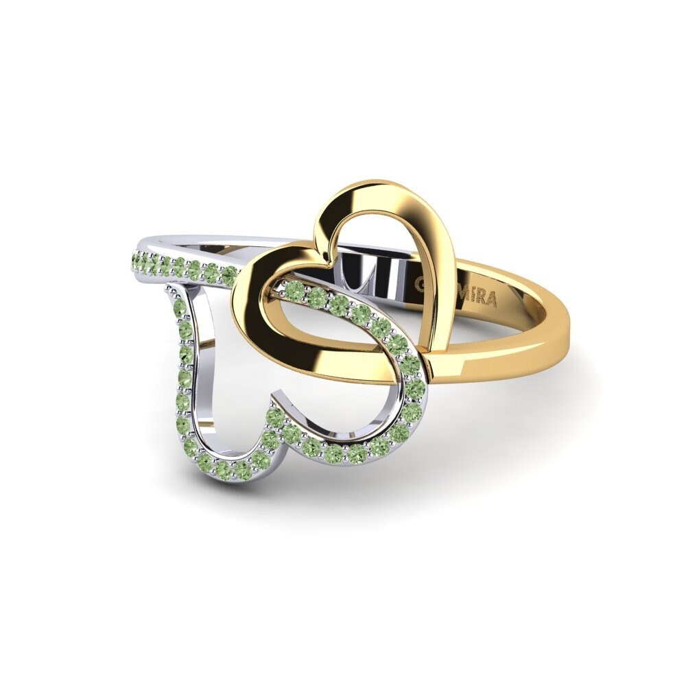 18ct Yellow & White Gold Green Diamond Ring Haycraft