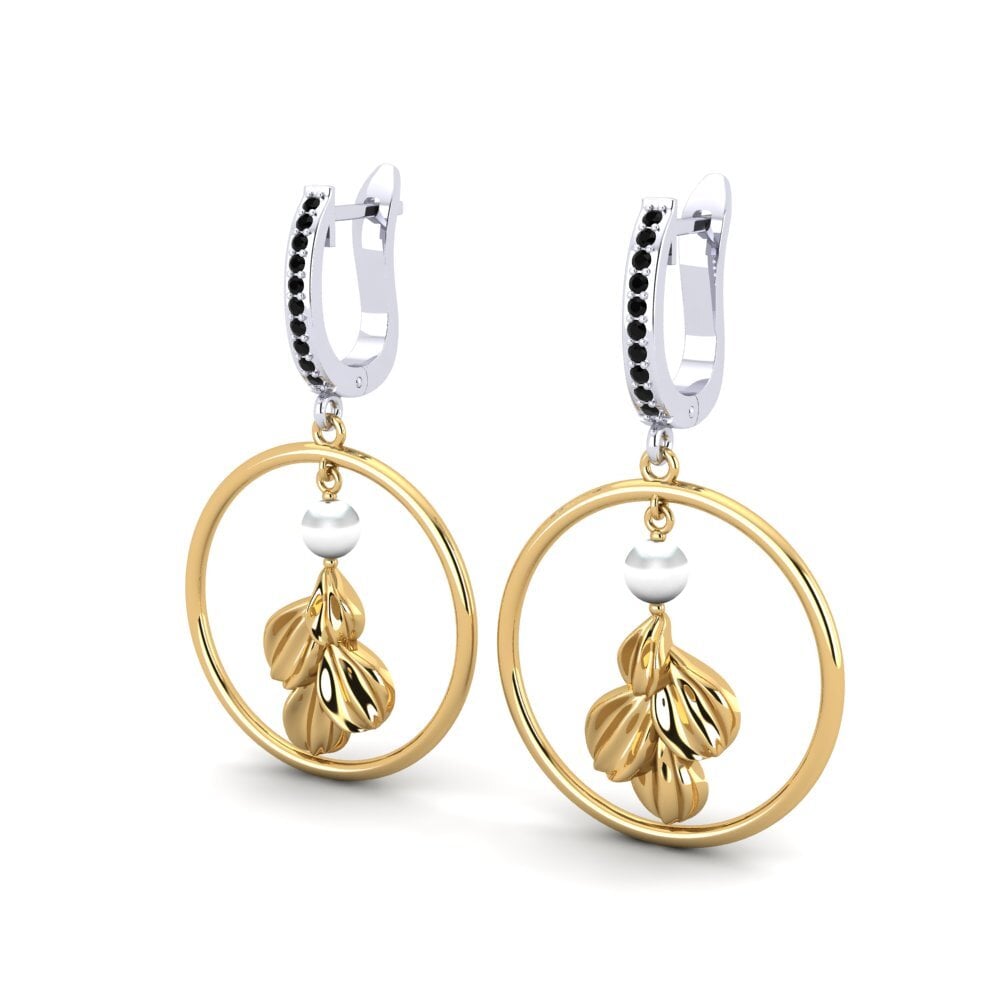 9ct Yellow & White Gold Black Diamond Women's Earring Haydel