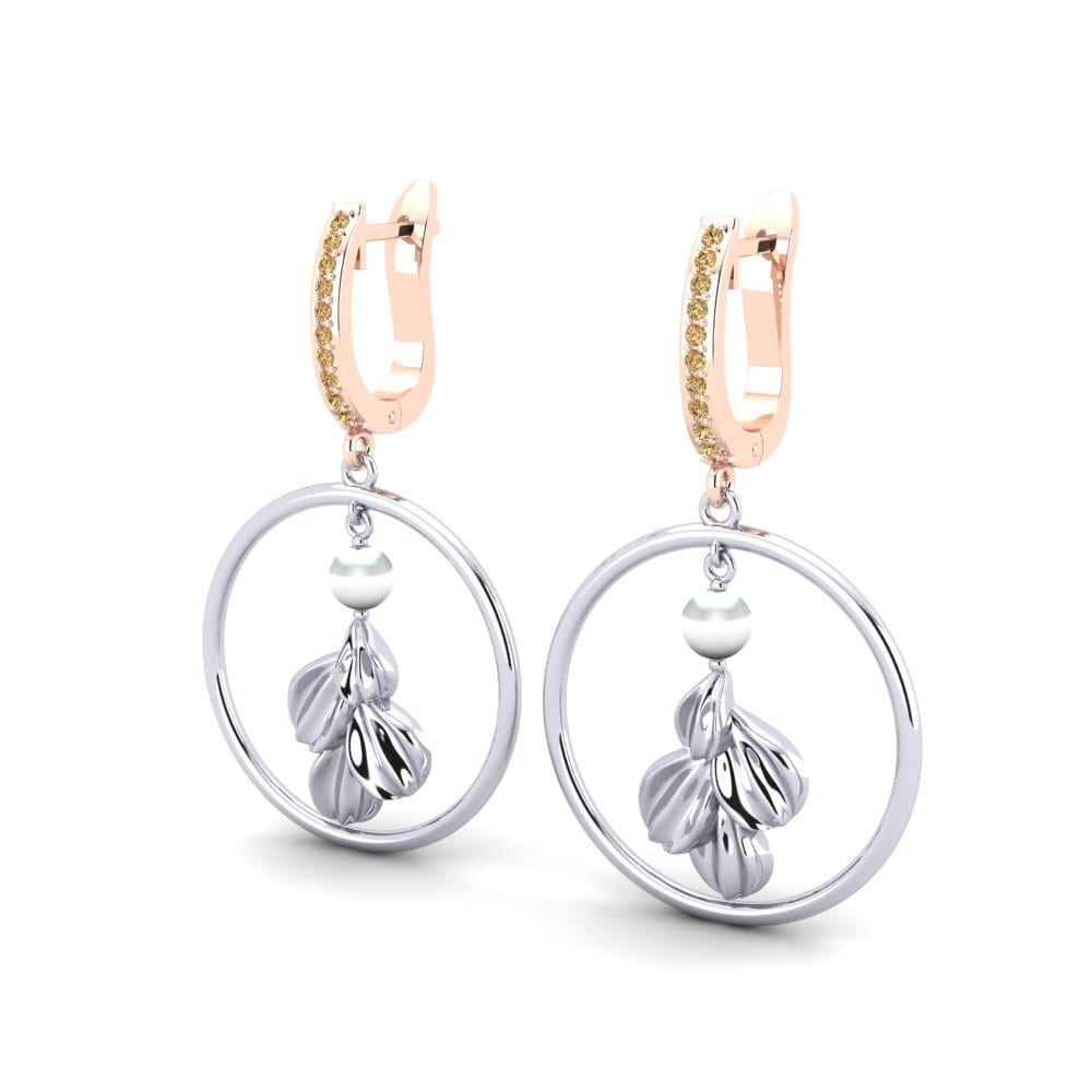 9ct White & Rose Gold Brown Diamond Women's Earring Haydel