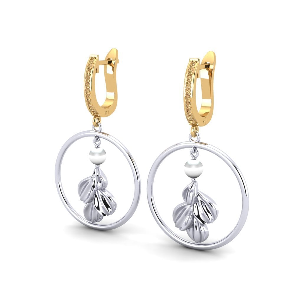 14ct White & Yellow Gold Brown Diamond Women's Earring Haydel
