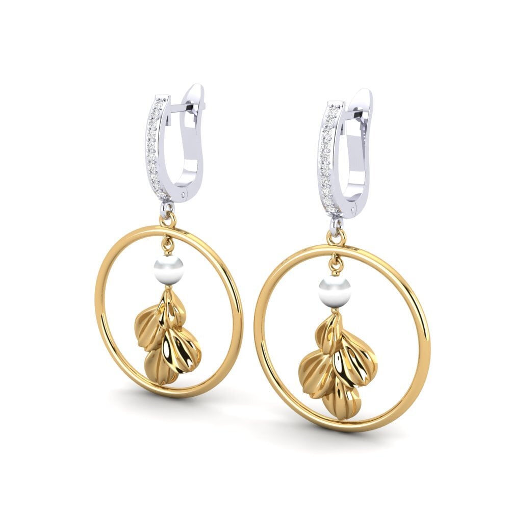 14k Oro Amarillo & Blanco Zafiro blanco Pendiente de mujer Haydel