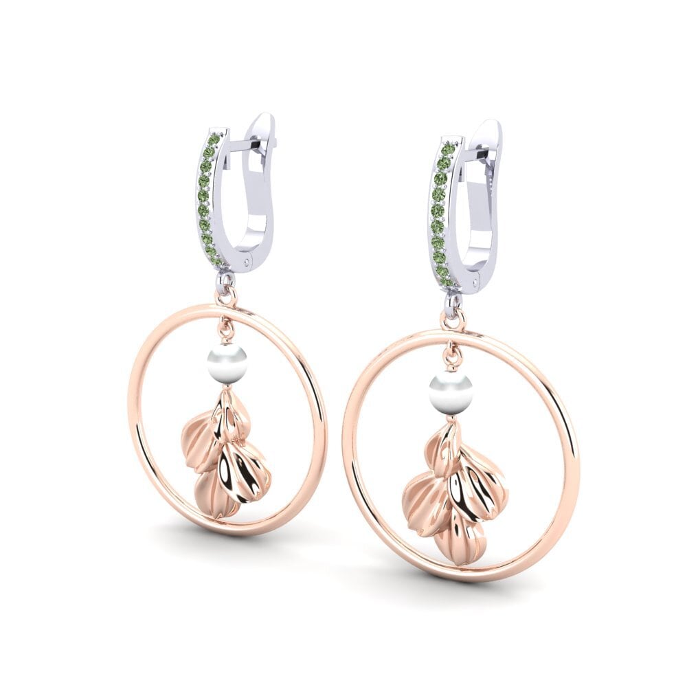 9k Oro Rosa & Blanco Diamante Verde Pendiente de mujer Haydel