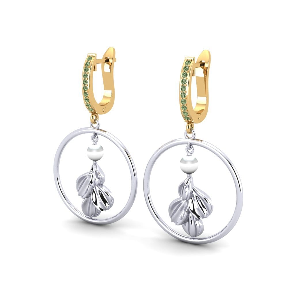 9ct White & Yellow Gold Green Diamond Women's Earring Haydel