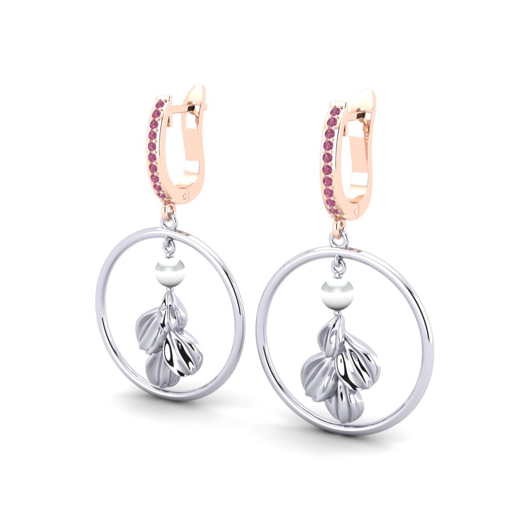 9ct White & Rose Gold Rhodolite Garnet Women's Earring Haydel