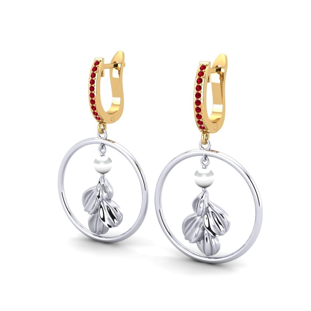 14ct White & Yellow Gold Red Zirconia Women's Earring Haydel