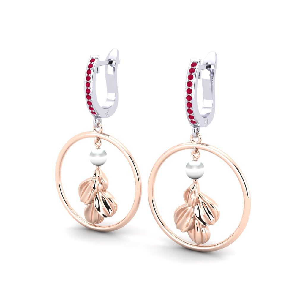 9k Oro Rosa & Blanco Rubí Pendiente de mujer Haydel