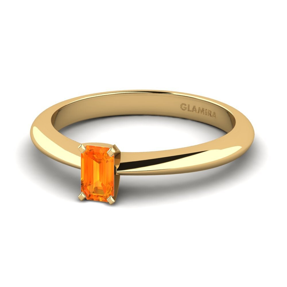 18k Oro Amarillo Zafiro Naranja Anillo de compromiso Hayley 0.4crt