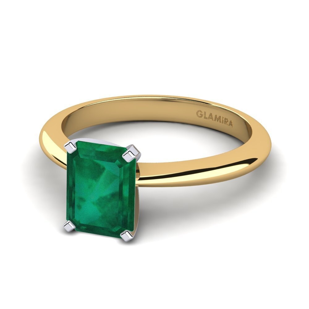 Vàng-Trắng 14K Đá Emerald / Ngọc lục Bảo Nhẫn đính hôn Hayley 2.15crt