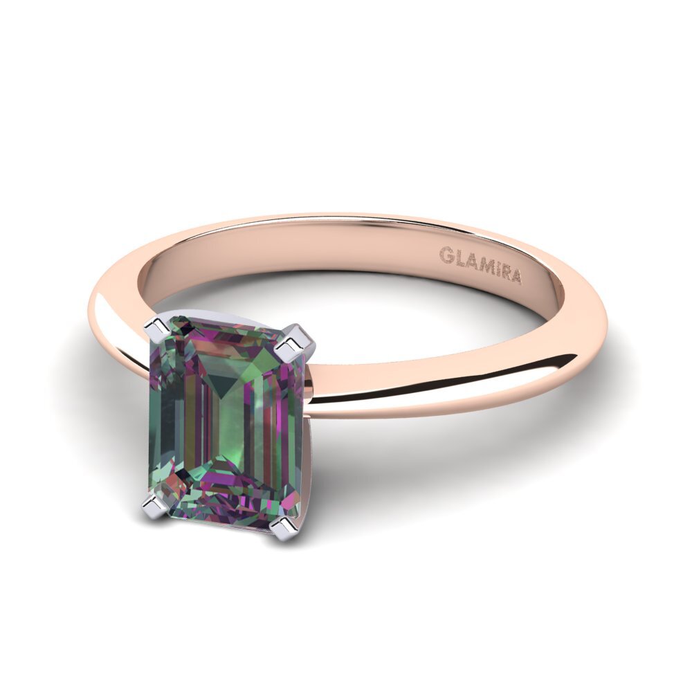 9ct Rose & White Gold Mystic Topaz Engagement Ring Hayley 2.15 crt