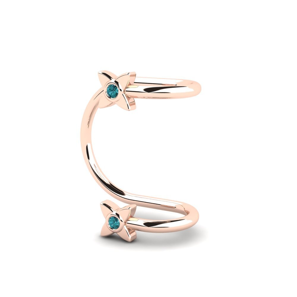 Oro Rosso 750 Diamante Blu Orecchino da donna Hazelip