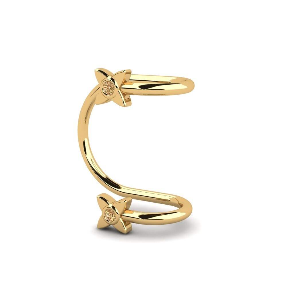 14ct Yellow Gold Brown Diamond Women's Earring Hazelip