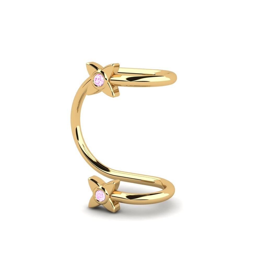14ct Yellow Gold Pink Sapphire Women's Earring Hazelip