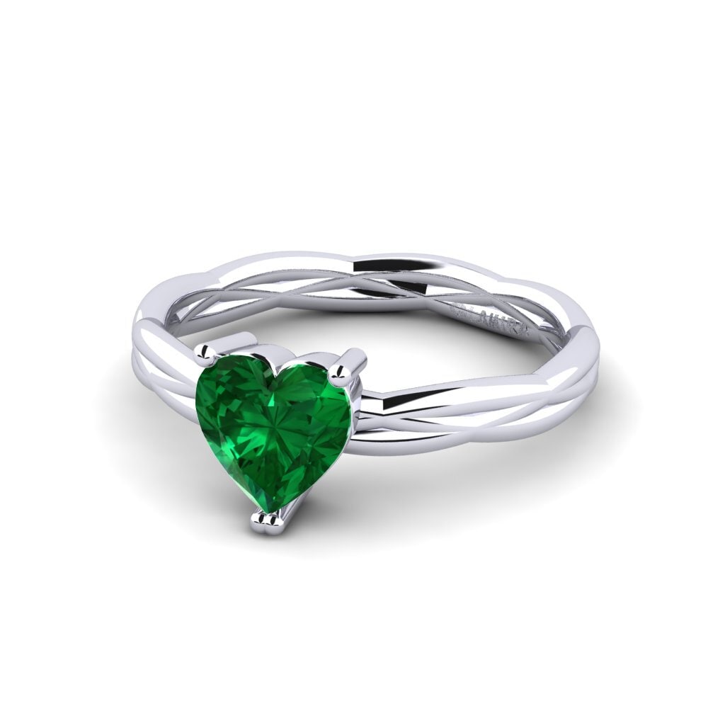 Esmeralda (creada en laboratorio) Anillo de compromiso Heartes